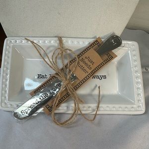 Eat Well Love Always- Butter dish plate and spreader